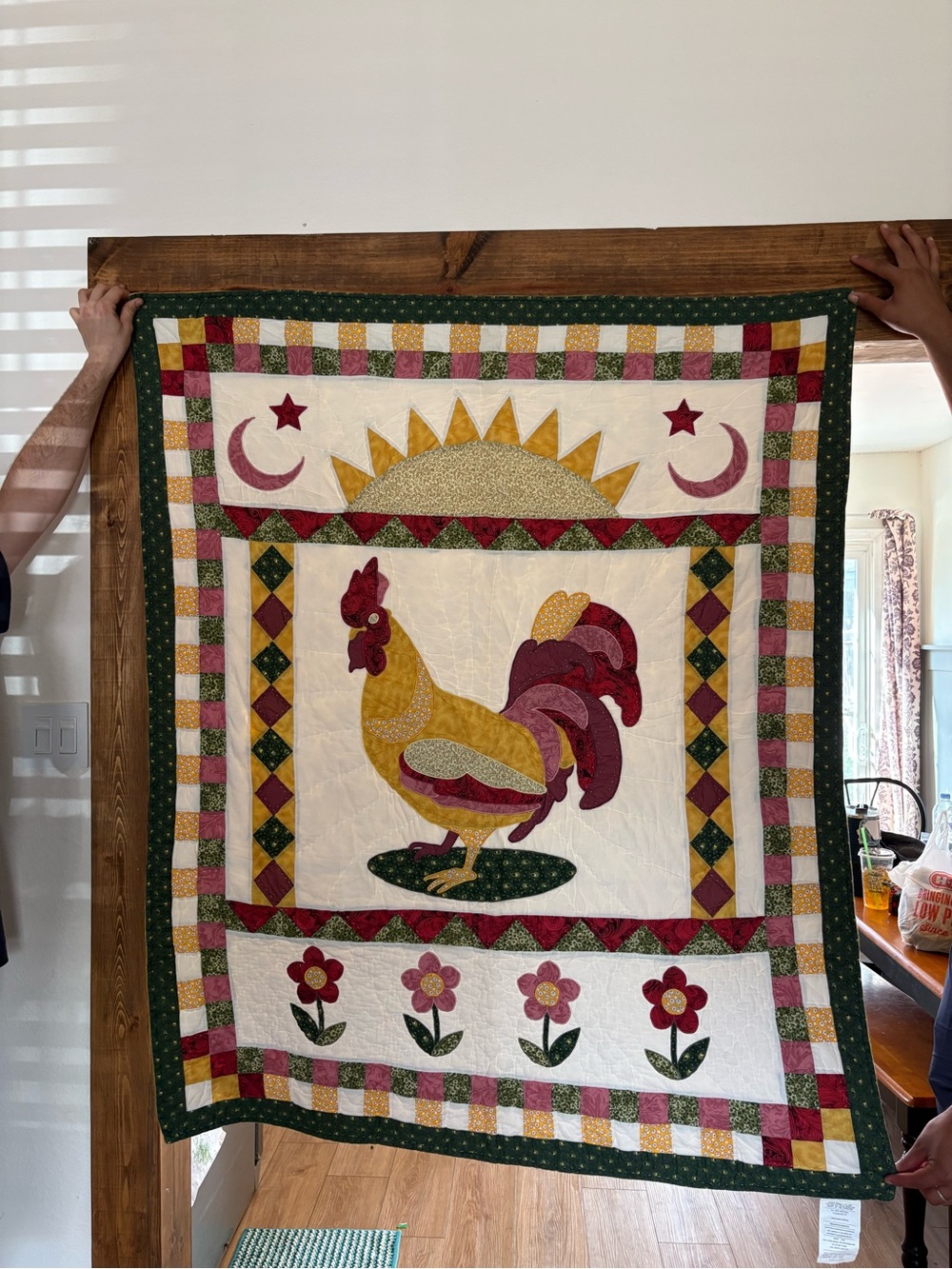 Rooster farmhouse Patchwork Quilt - 100% cotton 50inx60in